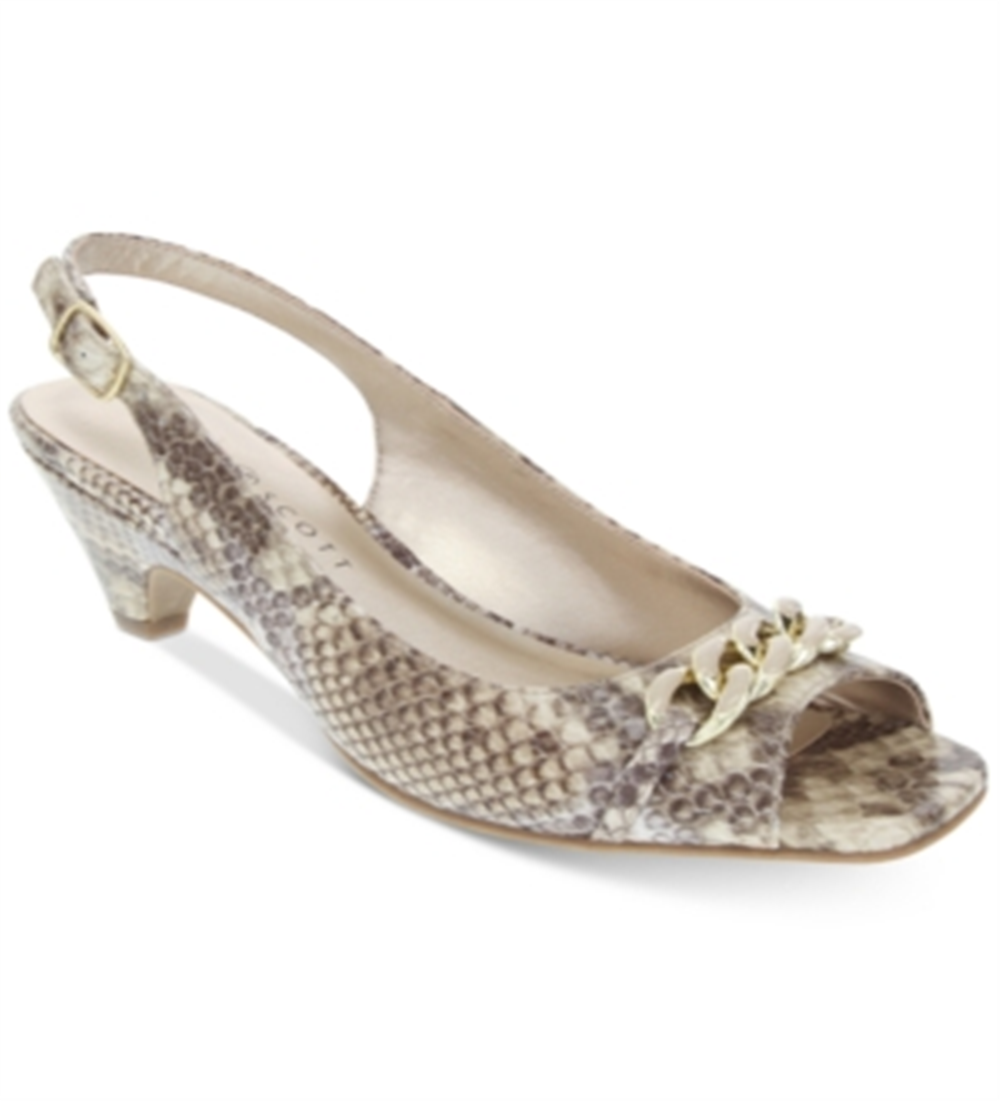 Karen Scott Feminino Amberr Snakeskin Open Toe Formal Ankle Snake Marrom Tamanho 5,5 M