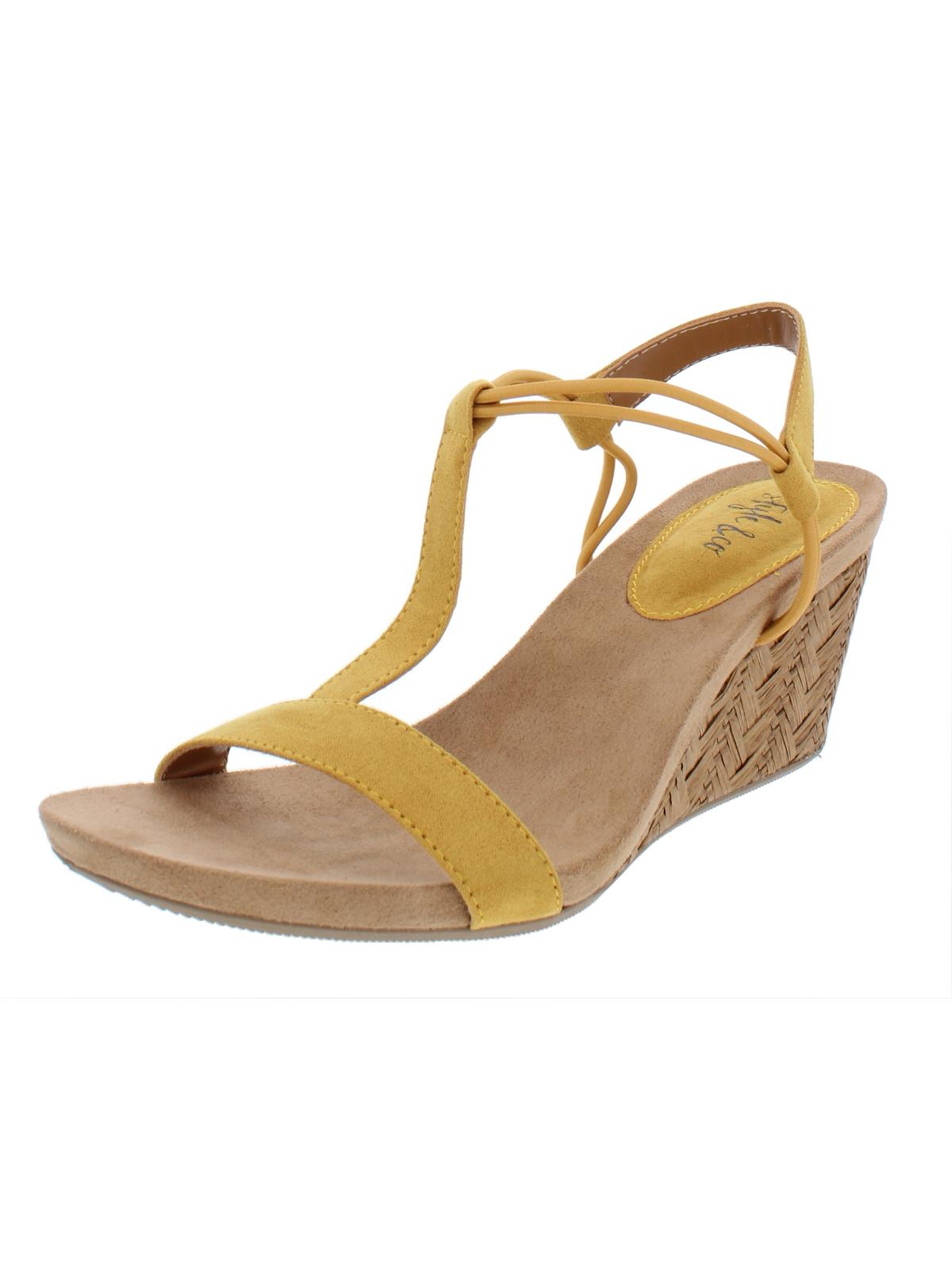 Sandálias plataforma casuais femininas Style &amp; Co. Mulan com bico aberto, amarelas, tamanho 10 M