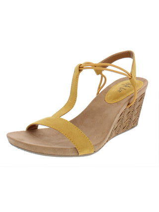 Sandálias plataforma casuais femininas Style &amp; Co. Mulan com bico aberto, amarelas, tamanho 10 M