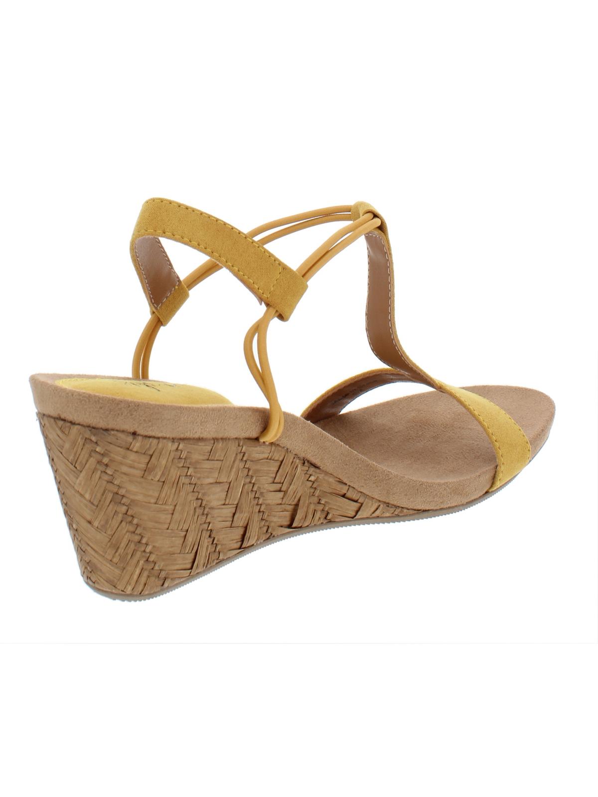 Sandálias plataforma casuais femininas Style &amp; Co. Mulan com bico aberto, amarelas, tamanho 10 M