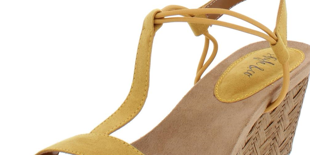 Sandálias plataforma casuais femininas Style &amp; Co. Mulan com bico aberto, amarelas, tamanho 10 M