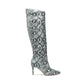 Steve Madden Botas femininas Kimari com salto agulha e bico fino, acolchoadas em pele de cobra, tamanho 6,5 M