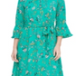 Vestido longo estampado Calvin Klein feminino, estilo camponês, verde, tamanho pequeno