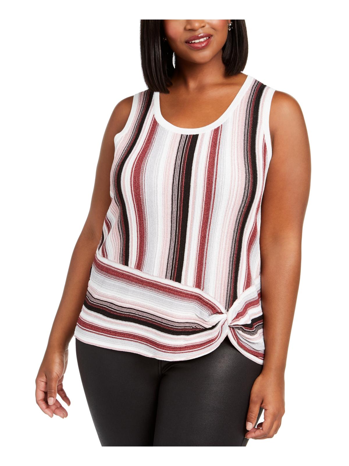 Suéter feminino plus size listrado com torção lateral INC, rosa-claro, tamanho 3X