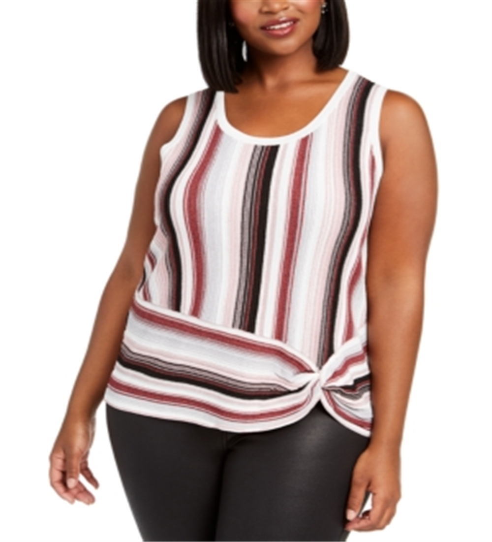 Suéter feminino plus size listrado com torção lateral INC, rosa-claro, tamanho 3X
