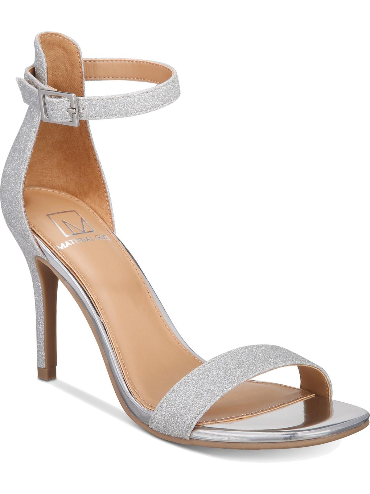 Material Girl Blaire Sandálias Femininas de Duas Peças com Glitter Prateado Tamanho 9,5M
