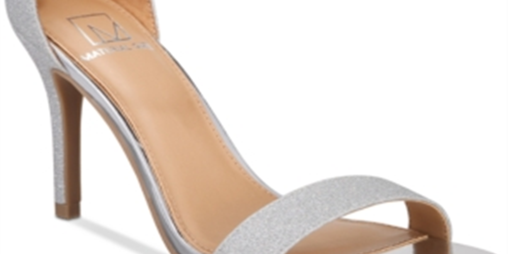 Material Girl Blaire Sandálias Femininas de Duas Peças com Glitter Prateado Tamanho 9,5M