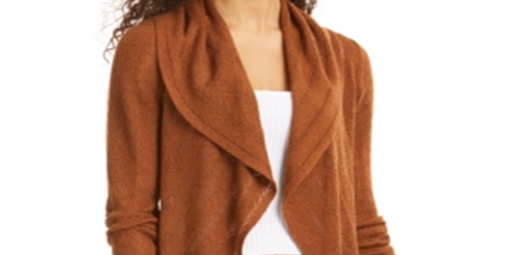 Cardigan Pointelle Feminino Style &amp; Co Roast Spice Marrom Tamanho P