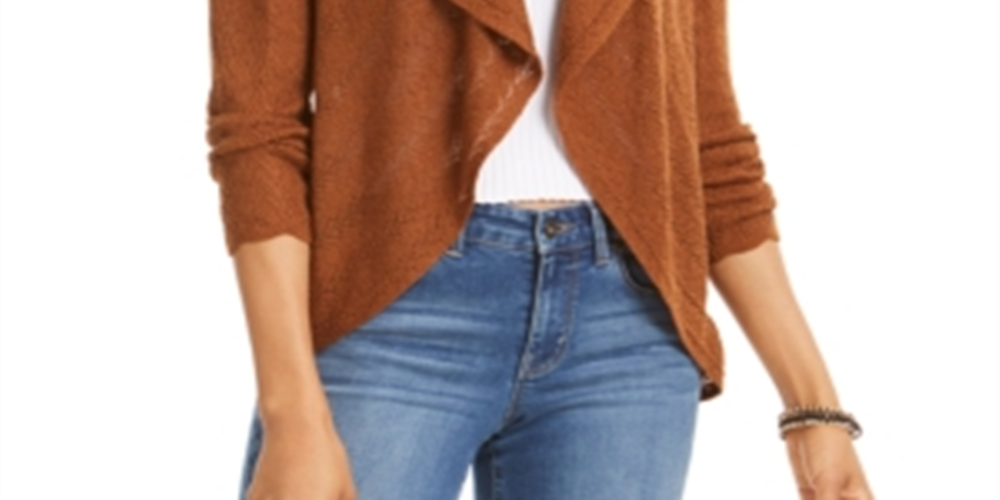 Cardigan Pointelle Feminino Style &amp; Co Roast Spice Marrom Tamanho P