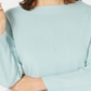 Blusa feminina Karen Scott com estampa canelada, manga comprida, gola redonda, azul, tamanho pequeno P