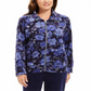 Jaqueta feminina esportiva Karen Scott com estampa floral, azul, tamanho XS