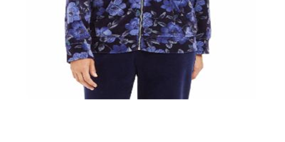 Jaqueta feminina esportiva Karen Scott com estampa floral, azul, tamanho XS