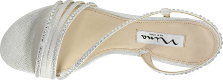 Sandálias de noiva com tiras abertas Gerri-Fy Nina para mulheres, tamanho 8,5 M, prateadas