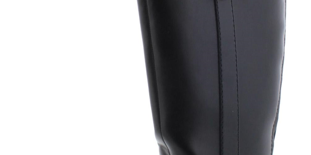 Tommy Hilfiger Imina 3 Botas de montaria femininas de couro sintético até o joelho, pretas, tamanho 5 M