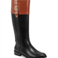 Tommy Hilfiger Imina 3 Botas de montaria femininas de couro sintético até o joelho, pretas, tamanho 5 M