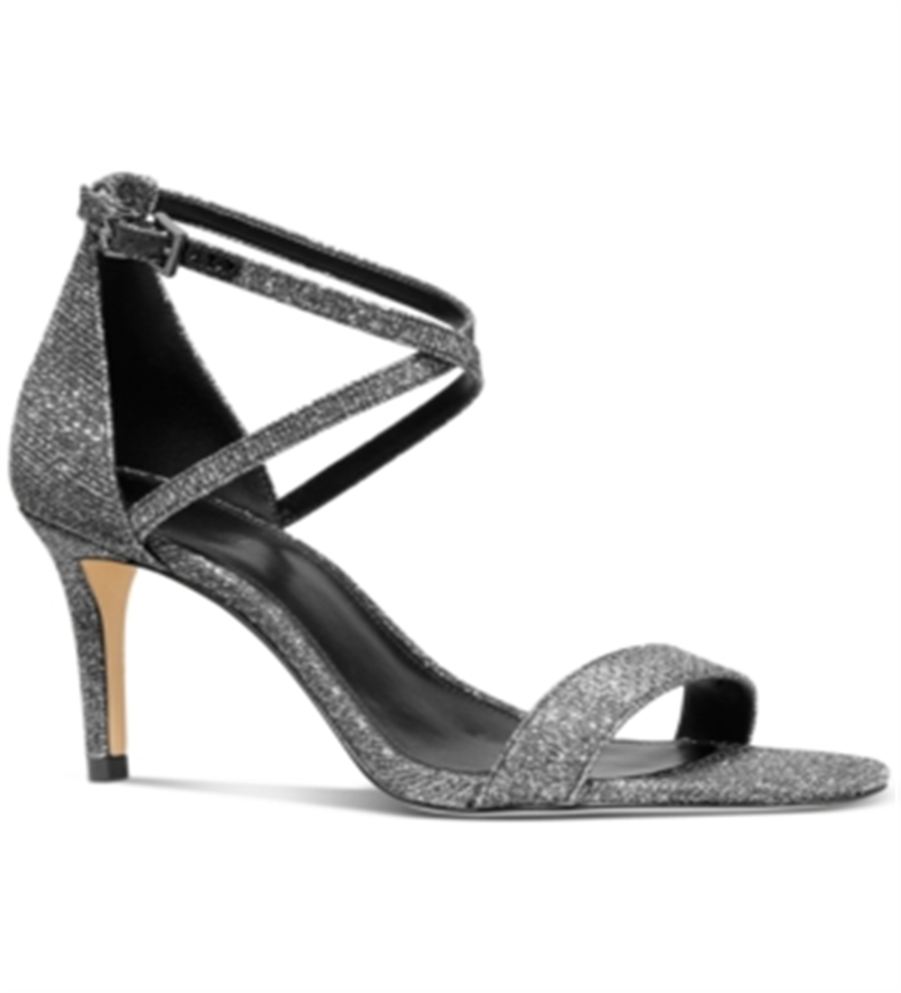 Sandália Michael Kors Ava Mid Feminina Preta/Prata Tamanho 8