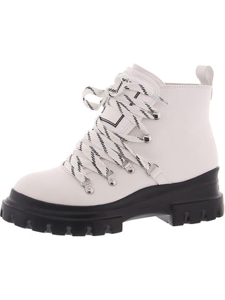 Calvin Klein Botas de Combate Femininas Lark com Biqueira Fechada e Cano Curto, Brancas, Tamanho 8 M