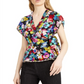 Nanette Lepore Bouquet Wrap Top (Preto Multicolorido) Roupas Femininas Preto Tamanho 12