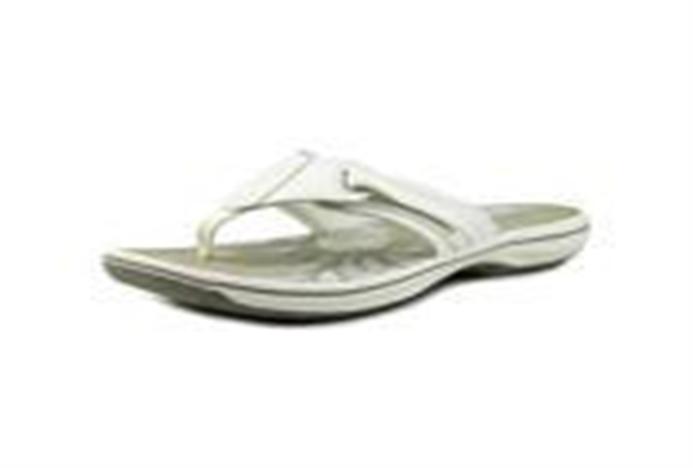 Clarks Brinkley JoJo aberto no dedo do pé casual flip flops feminino branco tamanho 8.0