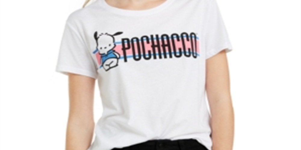 Camiseta com estampa gráfica Pochacco do Love Tribe Juniors, tamanho médio, branca