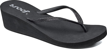 Sandália feminina Reef Krystal Star com bico aberto e chinelo de lona preto, tamanho 10