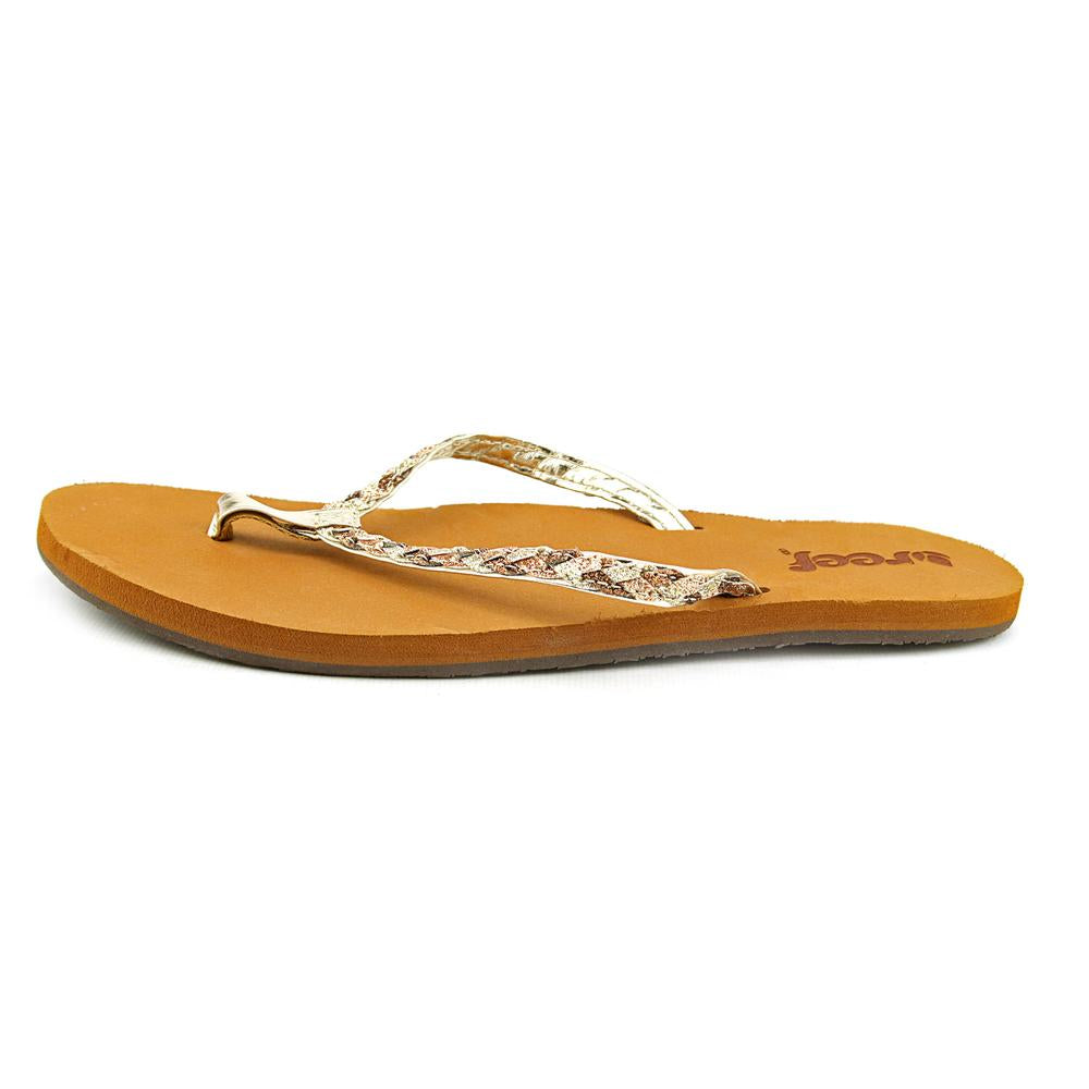 Sandália feminina Reef Twisted Star aberta, dourada, sintética, tamanho 9, marrom