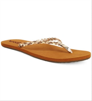 Sandália feminina Reef Twisted Star aberta, dourada, sintética, tamanho 9, marrom