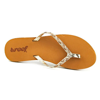 Sandália feminina Reef Twisted Star aberta, dourada, sintética, tamanho 9, marrom