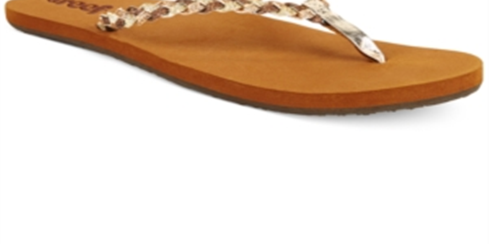 Sandália feminina Reef Twisted Star aberta, dourada, sintética, tamanho 9, marrom