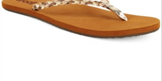 Sandália feminina Reef Twisted Star aberta, dourada, sintética, tamanho 9, marrom