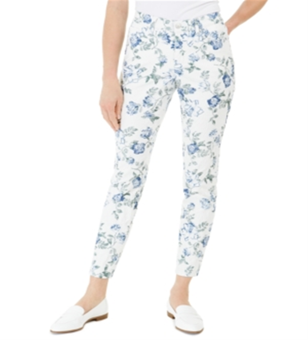 Calça jeans skinny Bristol estampada com jacquard Charter Club feminina, azul, tamanho 4