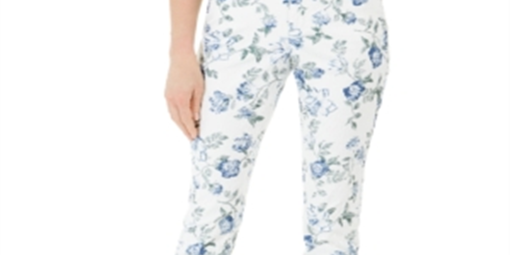 Calça jeans skinny Bristol estampada com jacquard Charter Club feminina, azul, tamanho 4