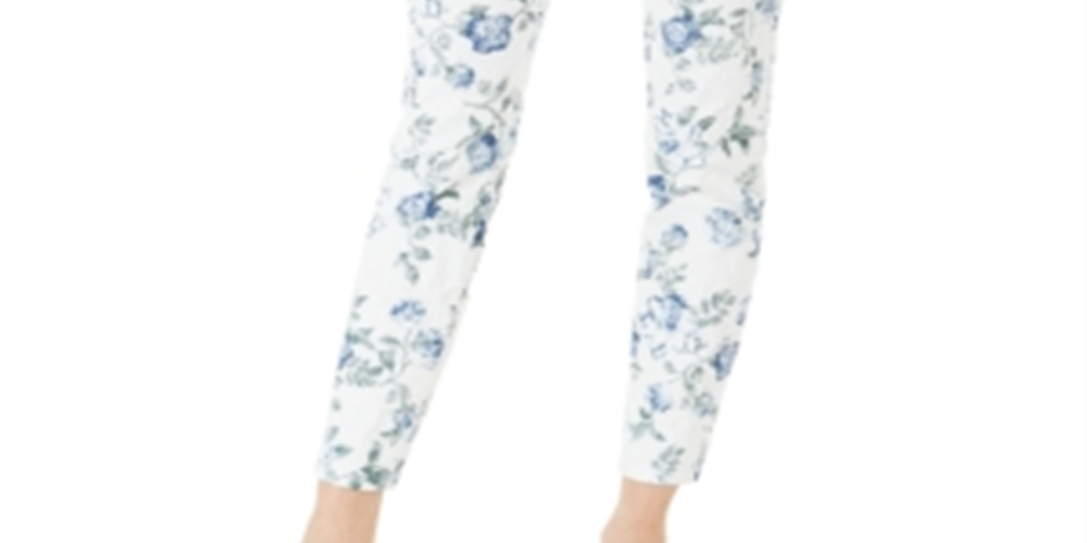 Calça jeans skinny Bristol estampada com jacquard Charter Club feminina, azul, tamanho 4