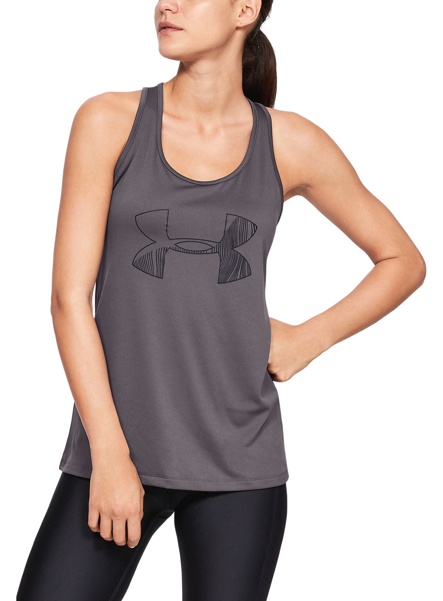 Camiseta regata feminina Under Armour Tech Graphic cinza, tamanho XS