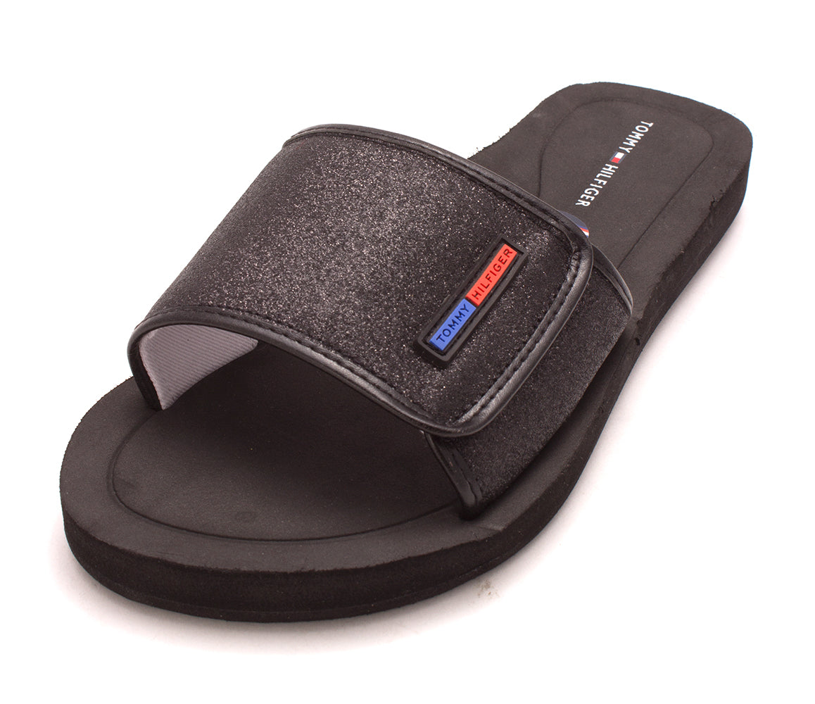 Sandálias femininas Tommy Hilfiger Mysha3-X com bico aberto, casuais, pretas, tamanho 8 M