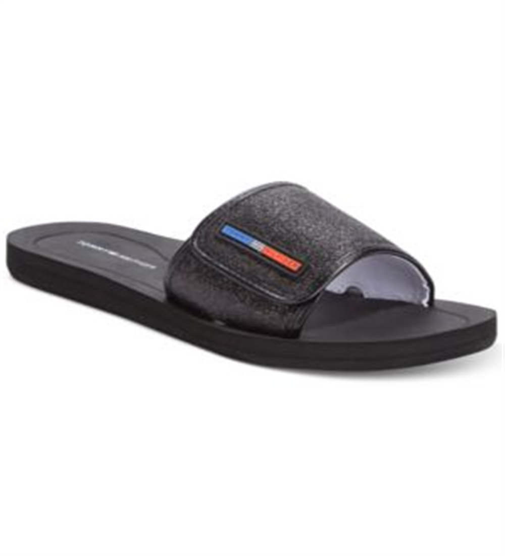 Sandálias femininas Tommy Hilfiger Mysha3-X com bico aberto, casuais, pretas, tamanho 8 M