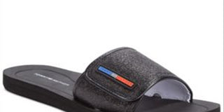 Sandálias femininas Tommy Hilfiger Mysha3-X com bico aberto, casuais, pretas, tamanho 8 M