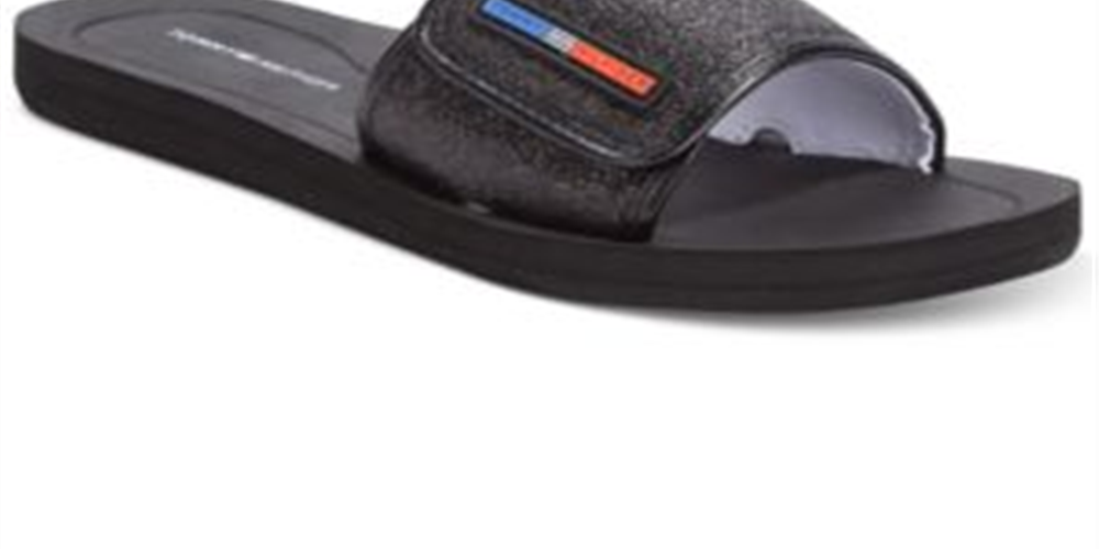 Sandálias femininas Tommy Hilfiger Mysha3-X com bico aberto, casuais, pretas, tamanho 8 M