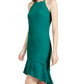 Vestido de festa feminino Trina Turk sem mangas acima do joelho + flare, verde, tamanho 8