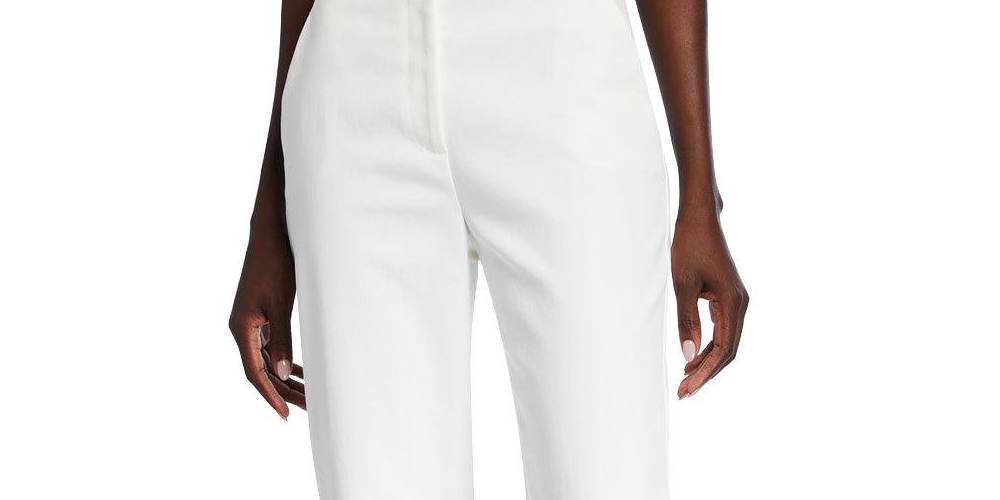 Calça St. John Cropped Tapered Algodão Elástico Branca Tamanho 8