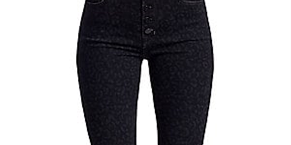 Calça skinny feminina preta com estampa animal J Brand 28