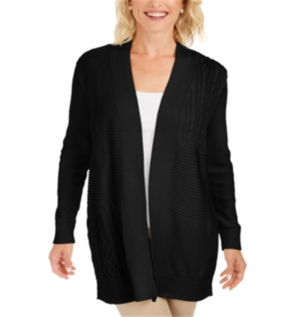 Cardigan feminino patchwork Charter Club preto tamanho pequeno GG
