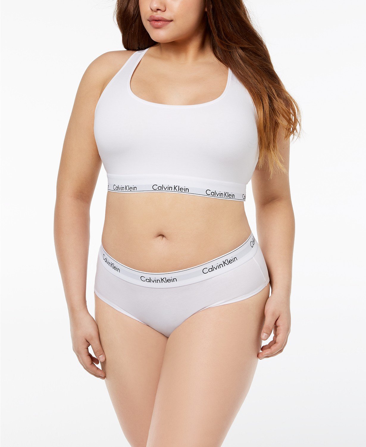 CALVIN KLEIN Intimates Branco Algodão Misturado Faixa Elástica Diário Hipster Plus Size 2XL