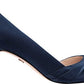 Nina Chezare Metallic Peep Toe Evening Scarpin Feminino Azul Marinho Tamanho 6,5 M