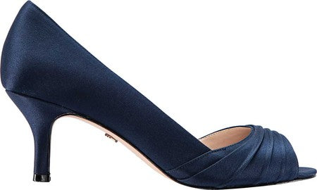 Nina Chezare Metallic Peep Toe Evening Scarpin Feminino Azul Marinho Tamanho 6,5 M