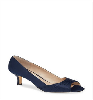 Nina Women's Chezare Metallic Peep Toe Evening Pumps Navy Size 6.5 M