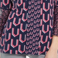 Túnica feminina estampada com manga sino da coleção JM, azul, tamanho XL