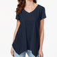 Camiseta feminina de crochê com bainha de lenço Style &amp; Co - Verde, tamanho XS