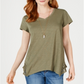 Camiseta feminina de crochê com bainha de lenço Style &amp; Co - Verde, tamanho XS