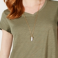Camiseta feminina de crochê com bainha de lenço Style &amp; Co - Verde, tamanho XS